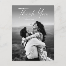 Cartão Postal Fotografia de Casamento Obrigado com Roteiro Moder