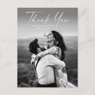 Cartão Postal Fotografia de Casamento Obrigado com Roteiro Moder