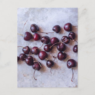 Cartão Postal Fotografia de Cerejas Vermelhas Frescas