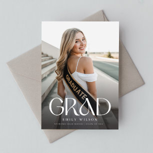 Cartão Postal Fotografia de Graduado em Script Branco Obrigado p