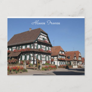 Cartão Postal Fotografia de Metade de Casas Timberadas Alsace Fr