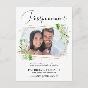 Cartão Postal Fotografia de Novo Data de Casamento de Verde Paci