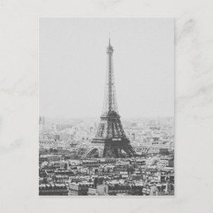 Cartão Postal Fotografia de Torre Eiffel Preta e Branca em Paris