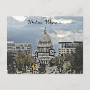 Cartão Postal Fotografia do Edifício do Capitólio de Madison, Wi