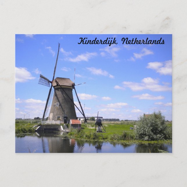 Cartão Postal Fotografia do Kinderdijk Holland (Frente)