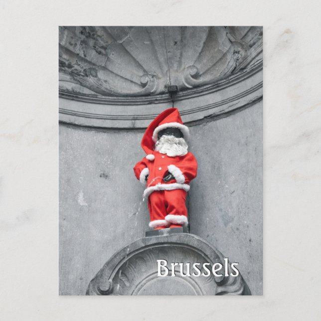 Cartão Postal Fotografia do Manneken Pis Bruxelas Bélgica (Frente)