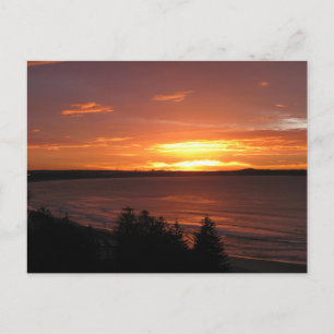Cartão Postal Fotografia do pôr do sol no oceano laranja
