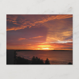 Cartão Postal Fotografia do pôr do sol no oceano laranja