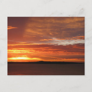 Cartão Postal Fotografia do pôr do sol no oceano laranja