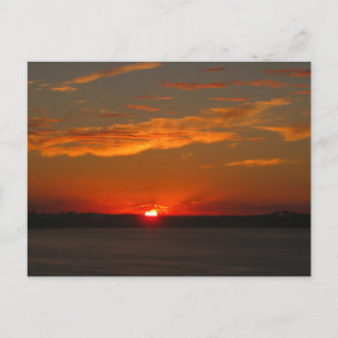 Cartão Postal Fotografia do pôr do sol no oceano laranja