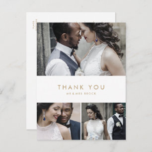 Cartão Postal Fotografia Dourada Chic 3 Muito Obrigado