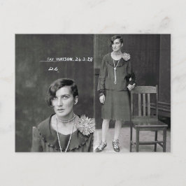 Cartão Postal Fotografia Incomum de Registro Criminal Vintage Pó