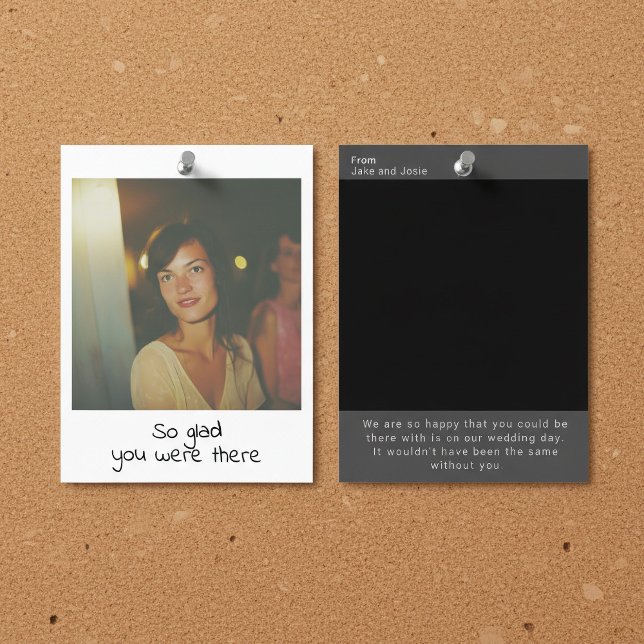 Cartão Postal Fotografia instantânea retro memória de casamento  (Instant photo style wedding thank you card. Double sided.)