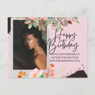 Cartão Postal Fotografia personalizada de aniversário