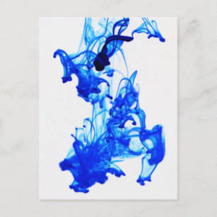 Cartão Postal Fotografia Real Blue Ink Drop Macro