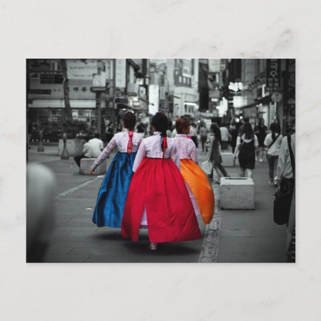 Cartão Postal fotografia tradicional de menina coreana (Frente)