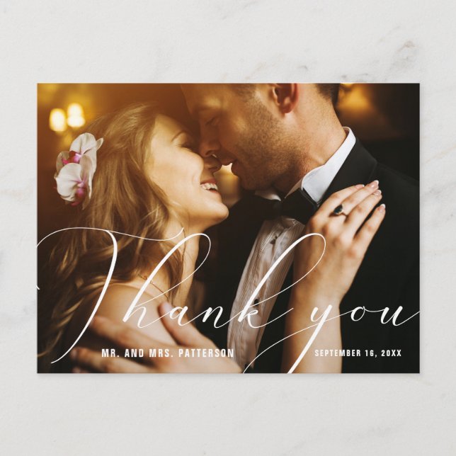 Cartão Postal Fotos Da Caligrafia Da Mão Elegante - Obrigado (Frente)