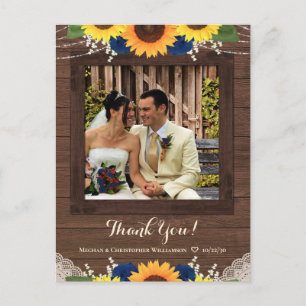 Cartão Postal Fotos de Agradecimento de Casamento com Girassol R