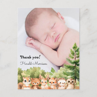 Cartão Postal Fotos de Bebê Menino na Floresta Obrigado