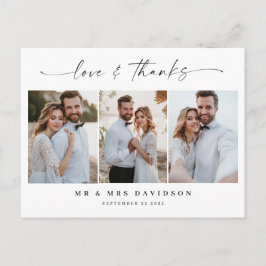 Cartão Postal Fotos de casamento com letra manuscrita de Amor e