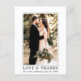 Cartão Postal Fotos de casamento de amor simples moderno obrigad