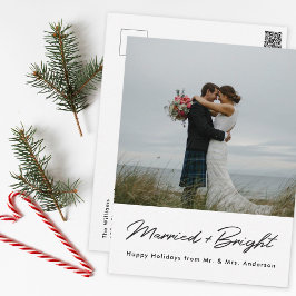 Cartão Postal Fotos de Casamento Minimalista Moderno e Radiante
