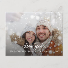 Cartão Postal Fotos de Família Moderna Caligrafia Ano Novo