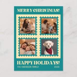 Cartão Postal Fotos de Feriados de Carimbo de Natal Verde