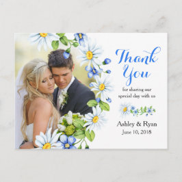 Cartão Postal Fotos de Noiva Azul Branco País Margarida Casament