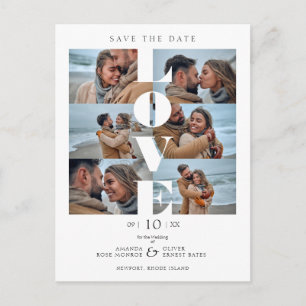 Cartão Postal Fotos do Casamento de Colagem Branca de Tendência