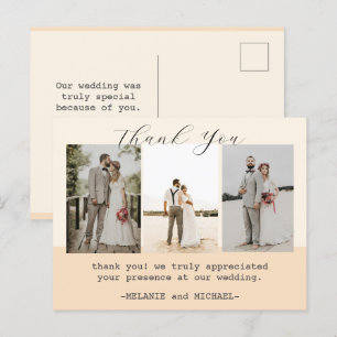 Cartão Postal Fotos Personalizadas de Agradecimento de Casamento
