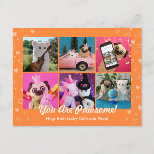 Cartão Postal Fotos Personalizadas de Laranja Bonito Corações El