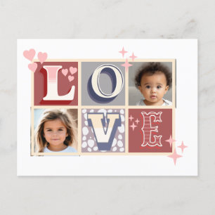 Cartão Postal Fotos personalizadas do Dia de os namorados Vintag