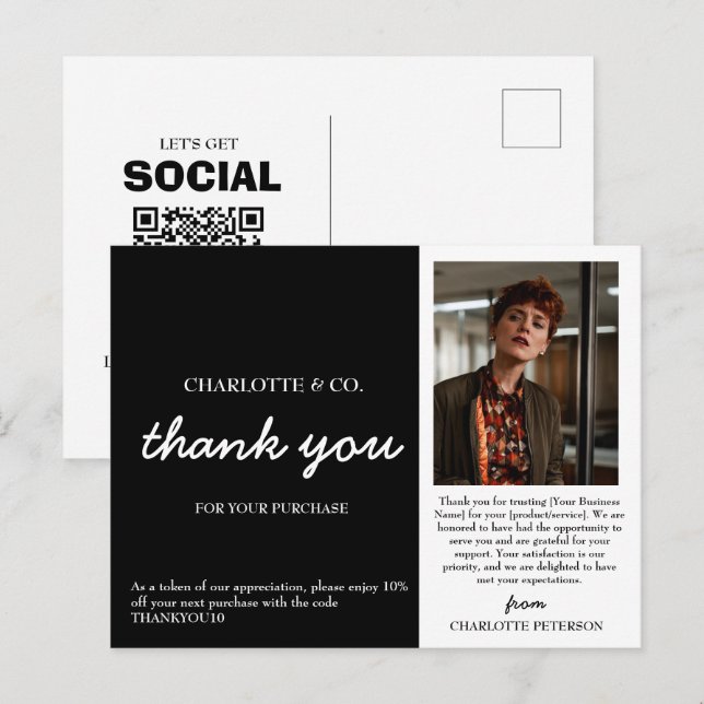 Cartão Postal Fotos Personalizadas Pequena Empresa Agradecimento (Frente/Verso)