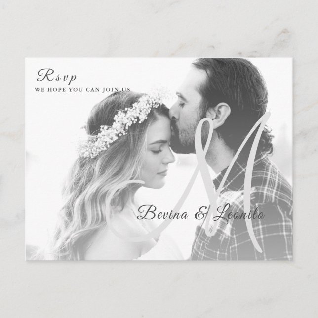 Cartão Postal Fotos Personalizadas Simples Elegante Casamento Sc (Frente)