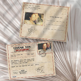 Cartão Postal Fotos personalizadas vintage Agradecimento fora de