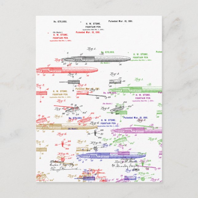 Cartão Postal Fountain caneta (Frente)