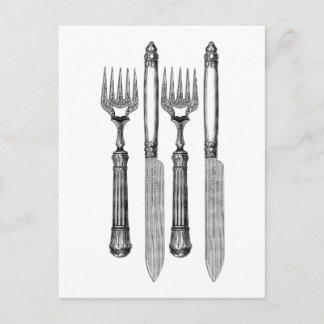 Cartão Postal Fourchette et couteau Vintage