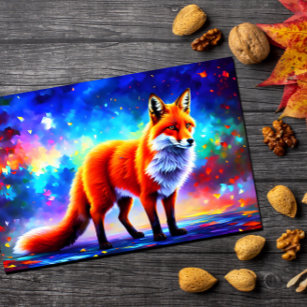 Cartão Postal Fox adorável decoração colorida da ruiva