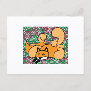 Cartão Postal Fox de Cartoon Vintage Retro Doce