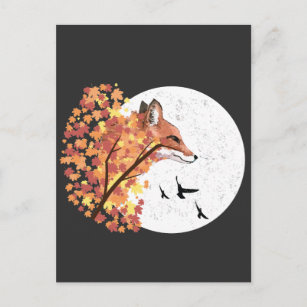 Cartão Postal Fox Lover Autumn Tree Animal Forest Nature
