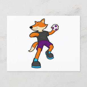 Cartão Postal Fox no jogador de Handball com Handball