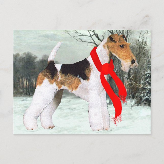 Cartão Postal Fox Terrier Inverno (Frente)