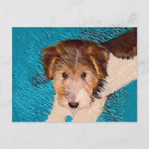 Cartão Postal Fox Terrier Puppy Painting - Arte Original De Cão