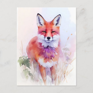 Cartão Postal Fox Watercolor Retrato 2