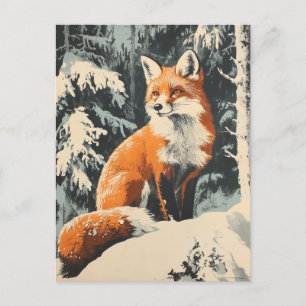 Cartão Postal Fox Winter Vintage