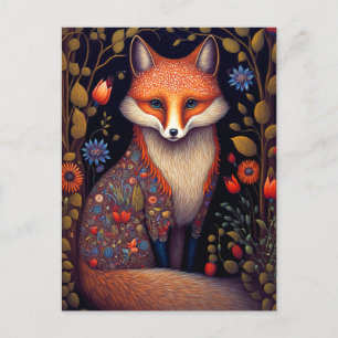 Cartão Postal Fox Woodland Fantasy Art