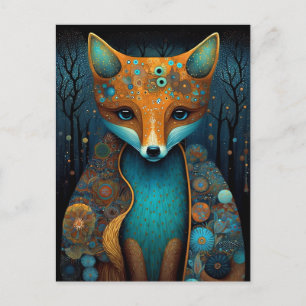 Cartão Postal Fox Woodland Fantasy Art