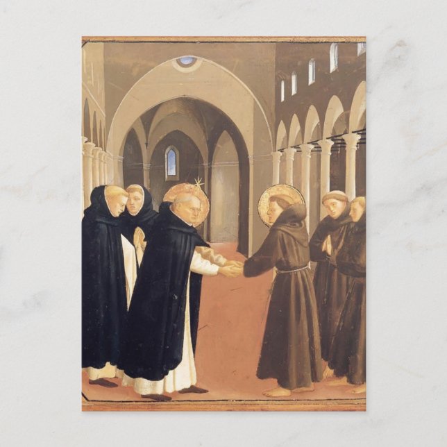 Cartão Postal Fra Angelico-Meeting de Sts. Dominic & Francis (Frente)