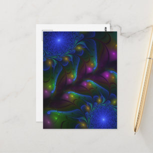 Cartão Postal Fractal Abstrato de Disquete Moderno e Luminoso Co